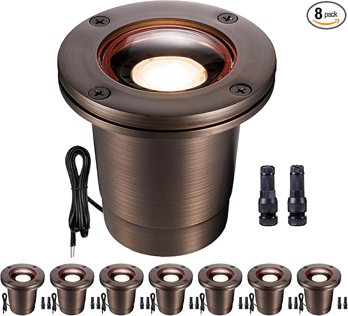 Gardenreet Low Voltage Well Lights for Landscaping - Brass IP67 Outdoor In-Ground Light, 12V LED Hardwired | Lumora