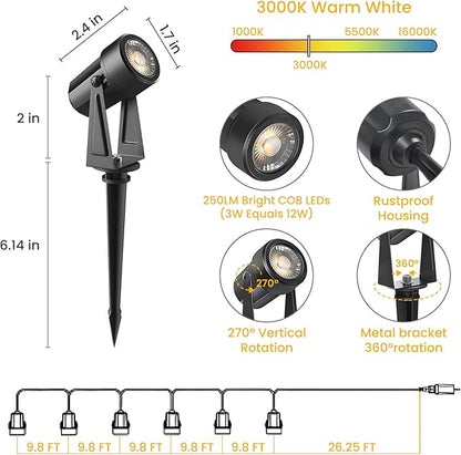 Svater Outdoor String Lights 60 FT with Landscape Lighting Low Voltage 6 Pack for Patio Outside Bistro Backyard