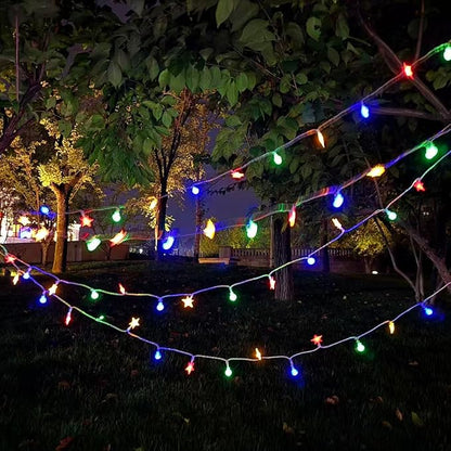 Festival Lights, Battery Powered Fairy Lights 33ft 80LED, Outdoor Waterproof String Lights with Remote, 8 Modes for Indoor, Garden, Patio, Camping, Xmas Decor (Stars+Colored Crystal Ball B)