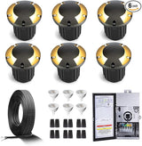 Gardenreet Brass In Ground Lights Kit(6 Pack) with 150W Low Voltage Transformer & MR16 Bulb & 100Feet Wire & | Lumora