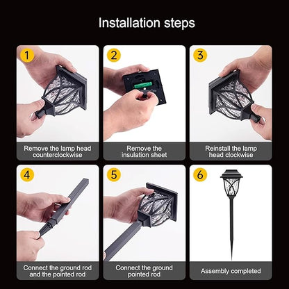 Vintage Solar Pathway Lights, LED Solar Lamp Post Light Waterproof, Decorative Ground Stake Lighting for Patio, Garden, Lawn, Backyard, Pathway, Driveway