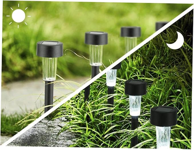 NUOBESTY 10Pcs Solar Powered Landscape Lights LED Garden Lamp for Pathway and Driveway Outdoor Lighting for Patio and Events White Light