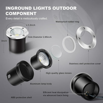 4 Pack 3w 12v Low Voltage In-ground Lights LED Landscape Light Waterproof IP67 Pathway Lights Outdoor spotlights Trees Flags for Garden,Yard,Tree (RGB)