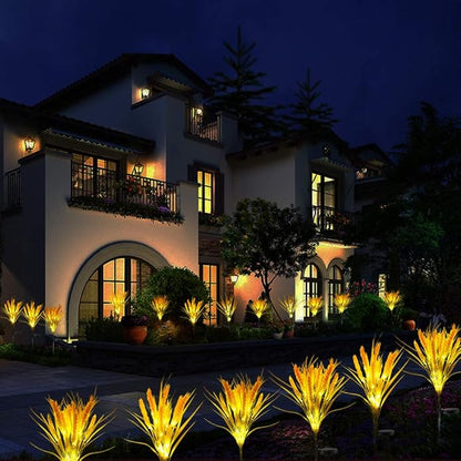 Idefair Solar Flowers Lights Outdoor, 2 Pack Solar Garden Stake Light Wheat Ear LED Waterproof for Outside Yard Pathway Lawn and Wedding