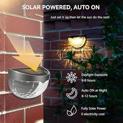 Outdoor Solar Step Lights for Stairs, Solar Fence Lights Waterproof LED Lighting, Yard Patio Pathway Pool Courtyard (Cool White Black, 8 Pack)