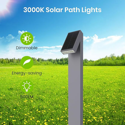 Solar Lights Outdoor for House Sign, Dimmable Solar Pathway Lights