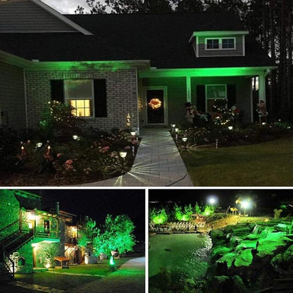 Youngine 12V Low Voltage LED Landscape Lights Waterproof Outdoor Walls Trees Flags Spotlights 5W COB Garden Yard Path Lawn Light with Spike Stand, Pack of 2 (Green),NO Plug