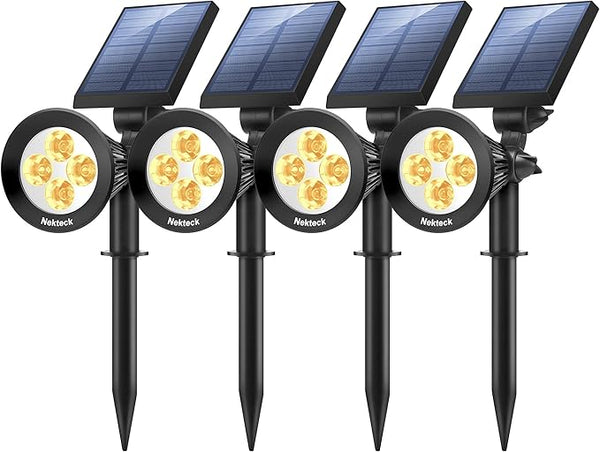 Nekteck 4 Pack Solar Lights,2-in-1 Outdoor Solar Spotlights Powered Adjustable Wall Light Landscape Lighting,Bright | Lumora