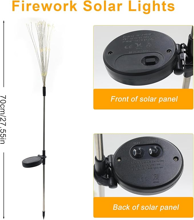 Solar Garden Firework Lights Outdoor Waterproof, 2 Pack Solar Lighting with 8 Lighting Modes , 120 LED Sparklers | Lumora