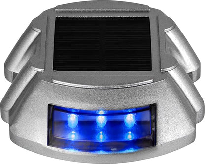 VEVOR Driveway Lights 24-Pack, Solar Driveway Lights with Switch Button, Solar Deck Lights Waterproof, Wireless Dock Lights 6 LEDs for Path Warning Garden Walkway Sidewalk Steps（LED Bright Blue）