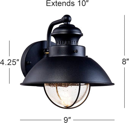 John Timberland Fordham Farmhouse Rustic Industrial Outdoor Wall Light Fixture LED Black Metal 8" Seedy Glass Sconce Exterior House Barn Porch Patio Outside Deck Garage Front Door Garden Home
