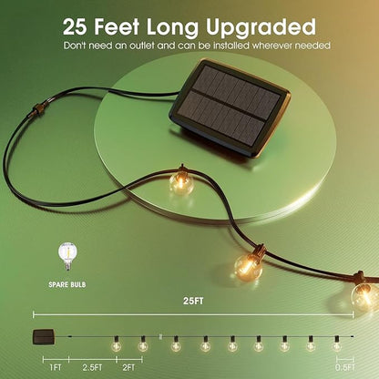 Solar Outdoor String Lights Patio Bistro Lights, 25ft 267LED G40 Bulbs, USB Rechargeable Portable Edison Café String Lights for Porch, Pergola, Backyard, Garden, Pool, Party, Camping (2)