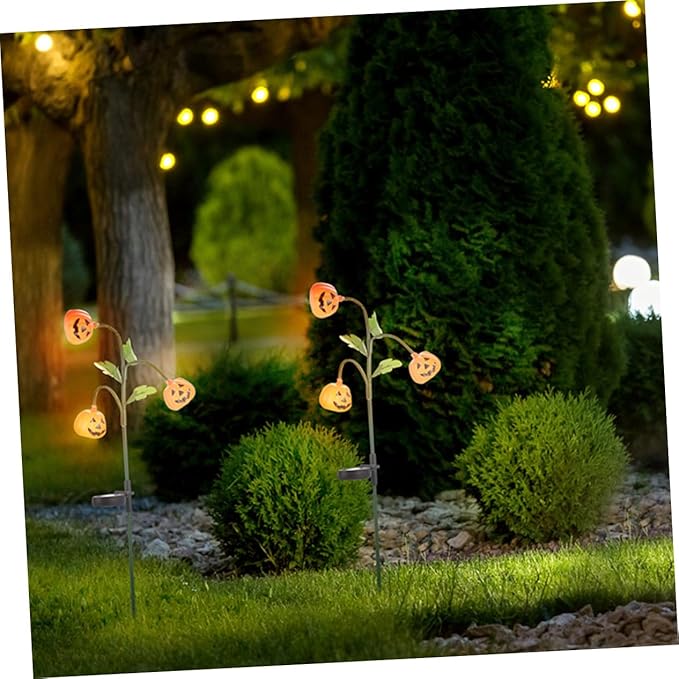 POPETPOP Solar Pathway Lights Halloween Decorations Led Pumpkin Lantern Outdoor