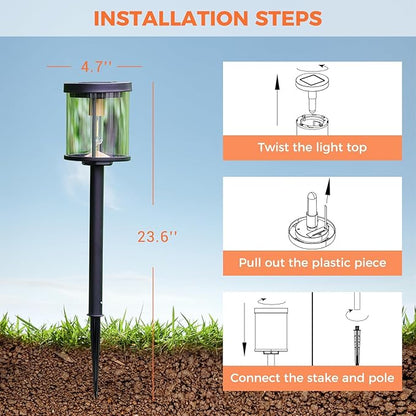 Solar Yard 4-Pack Solar Pathway Lights Outdoor, Garden Path Lights Outside Waterproof, Solar Powered Landscape Light for Pathway, Porch, Walkway, Driveway