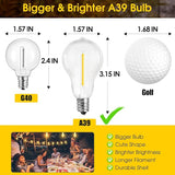 100FT LED Outdoor String Lights, Waterproof Patio Lights with 32 Shatterproof Dimmable 2700K A39 Bulbs Hanging | Lumora