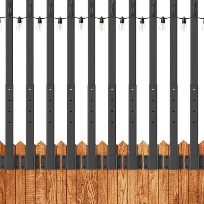 LETIANPAI 2.8Ft String Light Poles 10 Pack,Light Poles for Outside Lights,Outdoor with Fence Brackets Hanging Lights,Metal Stand Deck Patio Backyard