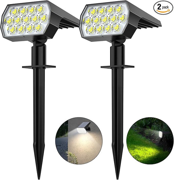 WELALO Solar Spot Lights Outdoor, [2 Pack/65 LED/3 Modes] Solar Landscape Spotlights, Solar Powered Security | Lumora