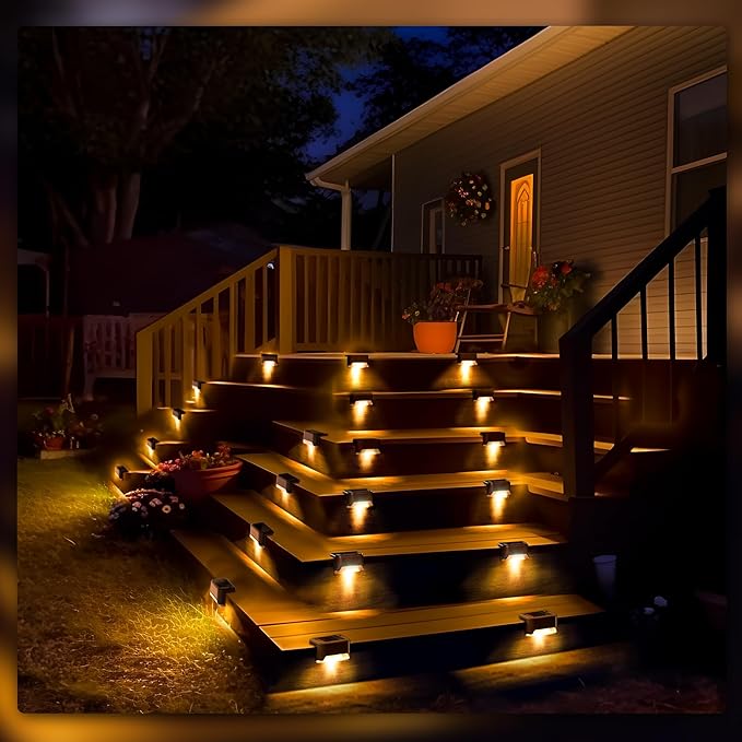 Solar Deck Lights Outdoor, Solar Step Lights Waterproof Led Lights for Outdoor Stairs, Step, Fence, Patio,Yard,Porch and Balcony(12 Pack,Warm White)