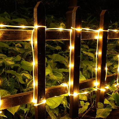 IMAGE 8 Modes Solar Rope Lights Outdoor String Lights 78.7 Feet 20M Waterproof 200LED for Indoor Outdoor Garden Party Patio Lawn Decor Warm White