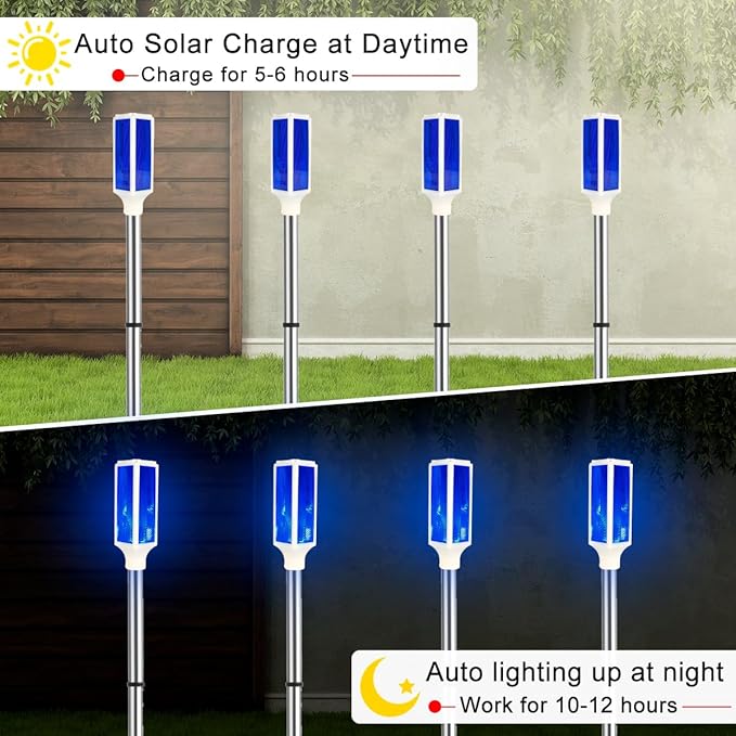 Aolyty Solar Lights Outdoor, Waterproof Driveway Markers Reflective, Warning Flash Light with 2 Lighting Modes, LED Solar Light 4 Pack for Parking Lots, Yard, Sidewalk, Stop Sign, 30 Inches (Yellow)