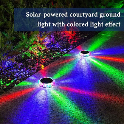 Solar Ground Lights Outdoor, IP65 Waterproof Landscape Lighting for Garden Patio Pathway Lawn Deck Cool White-Warm Light-RGB (Color Light -4Pack)