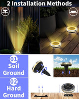 Solar Ground Lights Outdoor 18 Pack Waterproof, Upgraded Solar Garden Lights with 4 Side Light, Stainless Steel | Lumora