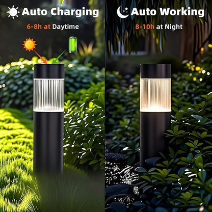 Sublume Solar Pathway Lights Outdoor, 4 Pack Large Stainless Steel Solar Garden Lights, 3000K Brighter Outdoor Solar LED Lights for Yard, Path, Walkway, Driveway, Sidewalk, Landscape Lighting