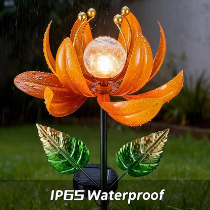 Outdoor Solar Lights Garden Decor,Wind Spinner Yard Decorations for Outside, Lotus Garden Windmill with LED Cracked Crystal Waterproof Flower Sculpture for Patio Lawn Gardening Gifts