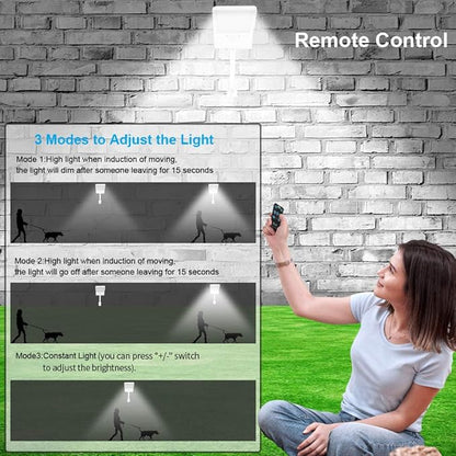 Aqonsie Solar Lights Outdoor, 180° Adjustable 56LED Solar Flood Light, Outside Security Motion Sensor Lights with Remote, 3 Lighting Modes with Mounting Rod for Gutter Backyard Garage Garden 2 Pack