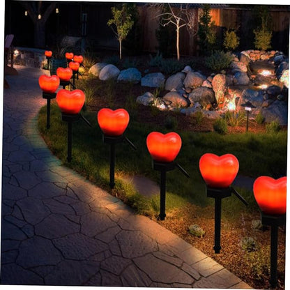 Milisten 2pcs Valentine Day Special Heart Shape Solar Pathway Lights Outdoor Solar Lights for Landscape