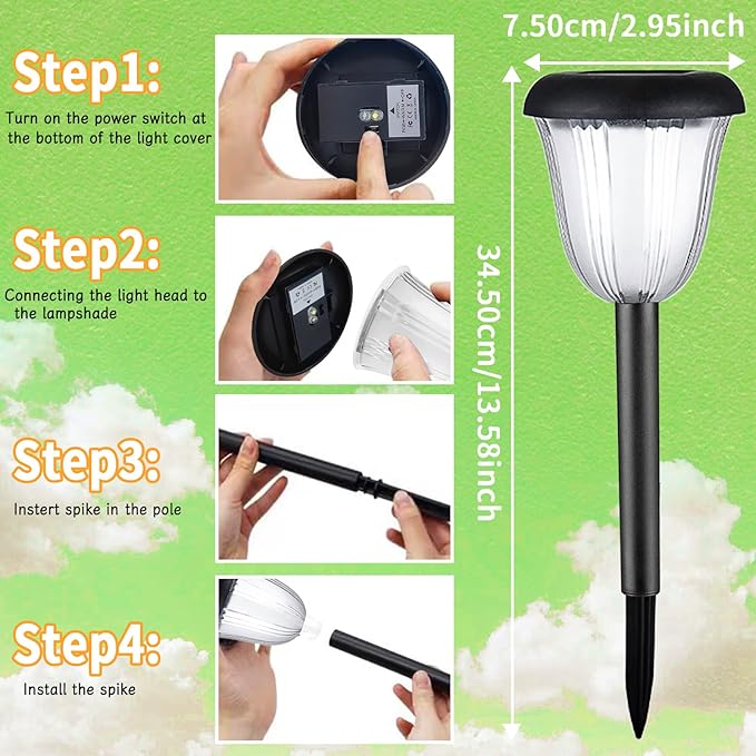 Solar Pathway Light for Outdoor, Solar Powered Pathway Landscape Lighting for Garden, 4 Pack Waterproof Solaire | Lumora