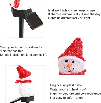 Christmas Solar Pathway Lights, Outdoor Water Proof LED Solar Energy Saving Snowman Christmas Garden Light for Lawn Courtyard Decoration