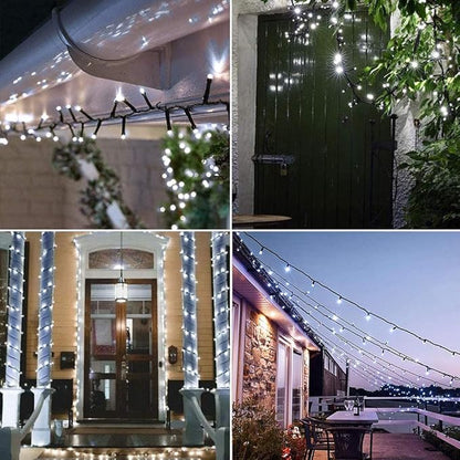 Hopolon String Lights Indoor Outdoor, 33 FT 100 LED Connectable Green Wire Twinkle Fairy Lights, Plug in Christmas Light Waterproof for Wedding Party Patio Spring Decor (Cool White)