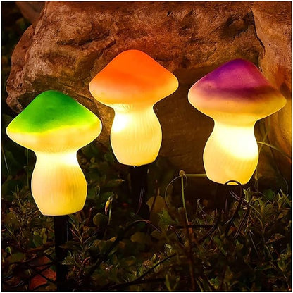 Super Bright Solar Lights, Set of 3 Solar Mushroom Lights, Outdoor Waterproof Solar Powered Mushroom Lights, Garden Stake Lights for Garden Yard Backyard Lawn Path Lights (Color : 3 Colors)