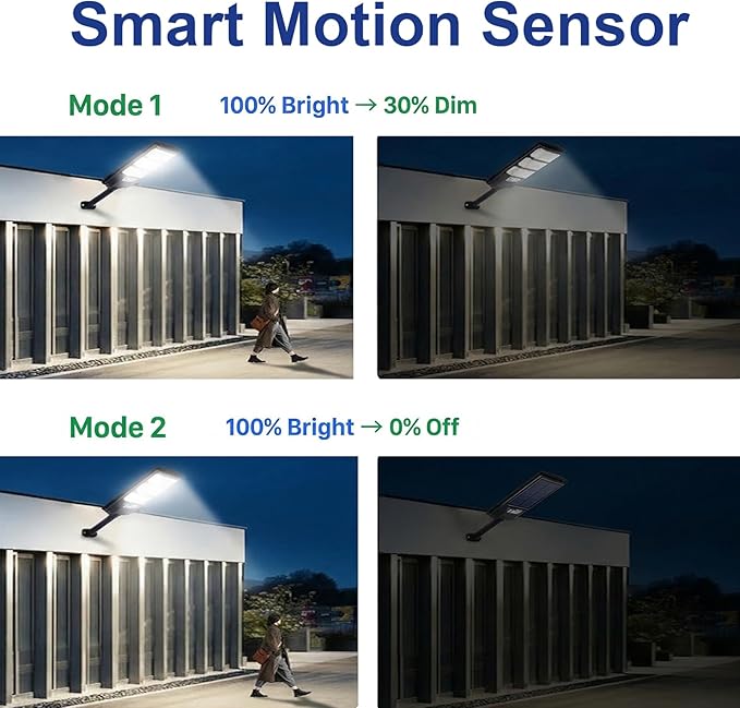 Solar Street Light Outdoor, Motion Sensor Solar Powered Lights, Dusk to Dawn Flood Lights with Remote Control, Waterproof Security Lighting for Yard Driveway Pathway Parking Lot Patio Porch