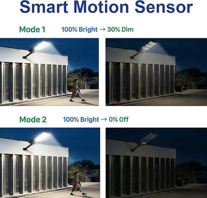 Solar Street Light Outdoor, Motion Sensor Solar Powered Lights, Dusk to Dawn Flood Lights with Remote Control, Waterproof Security Lighting for Yard Driveway Pathway Parking Lot Patio Porch