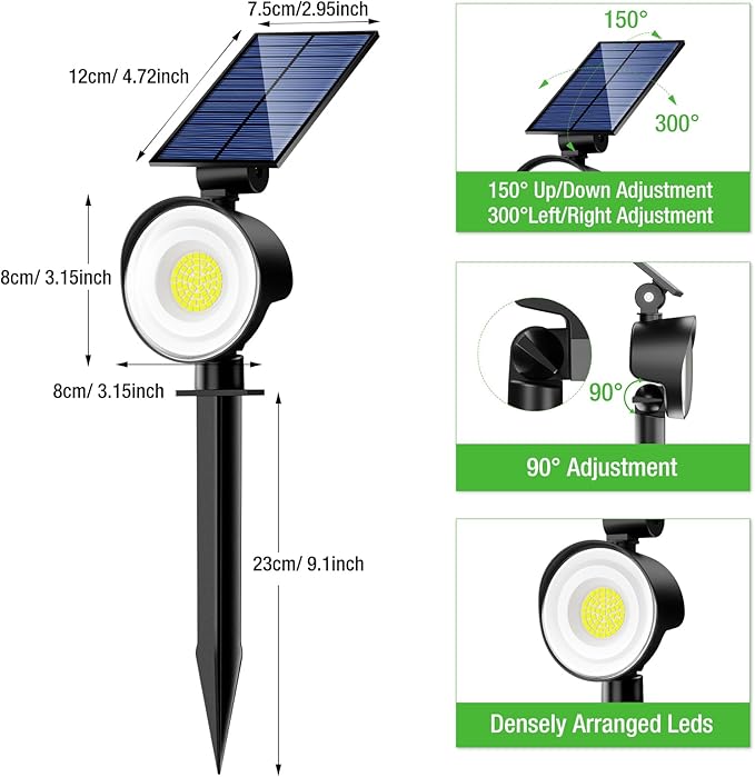 nipify 6 Pack Solar Spot Lights Outdoor Waterproof with 3 Modes, Solar Spotlight Light for Outside Yard Landscape | Lumora