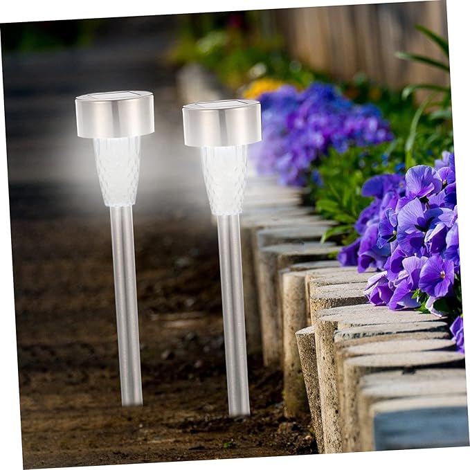 Yardwe 12pcs Solar Pathway Lights Outdoor Stainless Steel Landscape Lighting Kit for Garden Patio White LED Solar Powered Decor with Easy Installation and Weather Resistant Design