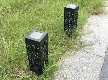 Ulalaza 4Pcs Solar Pathway Lights Retro Hollow Ground Light LED Outdoor Lighting Lights for Path Landscape Lawn Yard (White)