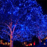 QITONG 2 Pack Blue Solar Christmas Lights, Each 66ft 200 LED String Lights Outdoor Waterproof, 8 Modes Green Wire | Lumora