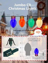 Jumbo Christmas Lights Outdoor, 16ft Multicolor Giant Bulb String Lights for Holiday Décor, Durable Waterproof LED | Lumora