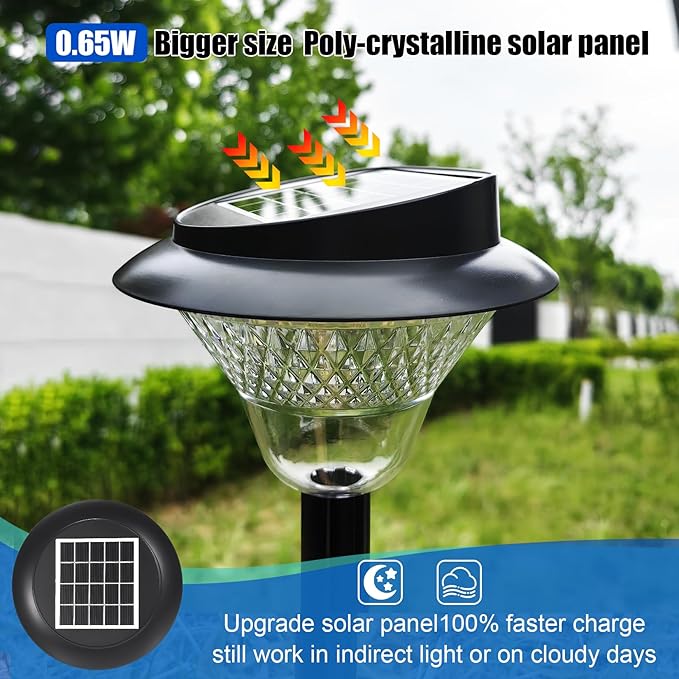 Solar Pathway Lights Outdoor 2 Pack, Solar Sidewalk Garden Lights 20000h Lifespan, Up to 12 Hours Auto On/Off, Outdoor Waterproof Solar Lights for Sidewalk Patio Lawn with Design