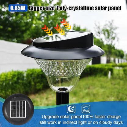Solar Pathway Lights Outdoor 2 Pack, Solar Sidewalk Garden Lights 20000h Lifespan, Up to 12 Hours Auto On/Off, Outdoor Waterproof Solar Lights for Sidewalk Patio Lawn with Design