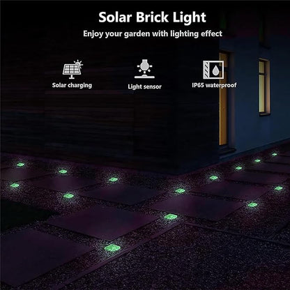 keeda Solar Brick Lights Waterproof Solar Path Ice Cube Lights Outdoor LED Decorative Ice Block Floor Tile Lights for Garden, Pathway, Patio, Walkway (Green, Pack of 2)