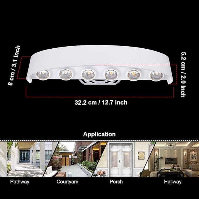 Kawell 12W Waterproof Modern Wall Light LED Wall Lamp Aluminum LED Wall Sconce Up Down Indoor Outdoor for Bedroom | Lumora