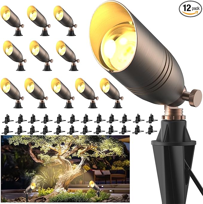 ZONEGRACE Low Voltage Brass Landscape Lights, Heavy-Duty Waterproof 12 Volt - Outdoor Security Flood Light | Lumora