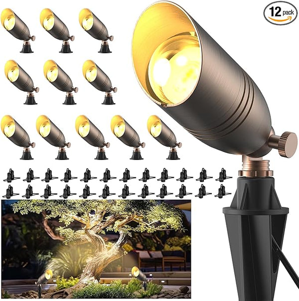 ZONEGRACE Low Voltage Brass Landscape Lights, Heavy-Duty Waterproof 12 Volt - Outdoor Security Flood Light | Lumora