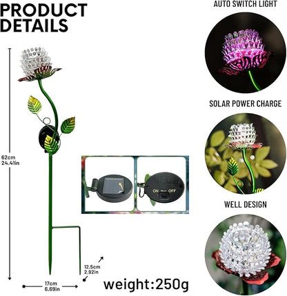 Metal Flower Solar Pathway Lights – Garden Landscape Lighting, Outdoor Yard Decor, Perfect Gifts for Women, Moms & Friends