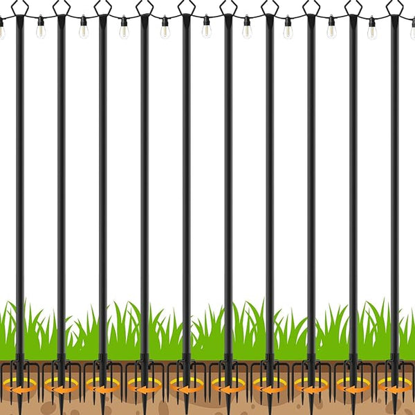 10 Pack 10 FT String Light Poles,Metal with Fork Lights Poles for Outdoor String Light, Rustproof Heavy Duty for | Lumora