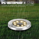 Solar Ground Lights, Solar Ground Lights Stainless Steel Outdoor 8 LED Solar Disk Lights， IP 65 Waterproof for Yard | Lumora